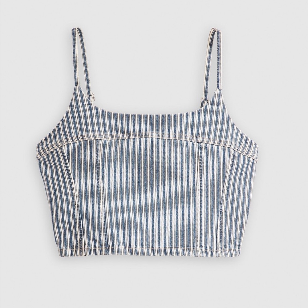 NWT Levi's Jadine Denim Cami Cropped Tank in Mischa Blue Stripes